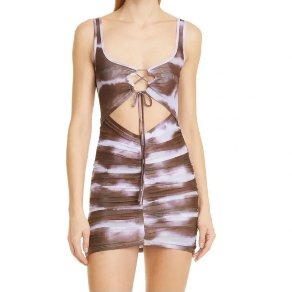 By.DYLN Kai Tie Dye Cutout Ruched Stretchy Dress Size Large